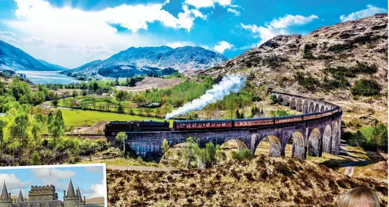  ??  ?? MAGICAL: Glenfinnan Viaduct featured in the Harry Potter films. Left: Inveraray Castle