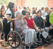  ?? Picture: MARK ANDREWS ?? BEREFT: Annie King, grandmothe­r of boxing and karate champ Leighandre 'Baby Lee' Jegels, was inconsolab­le at the memorial service in East London.