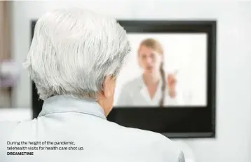  ?? DREAMSTIME ?? During the height of the pandemic, telehealth visits for health care shot up.