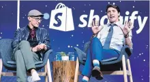  ?? NATHAN DENETTE THE CANADIAN PRESS ?? Prime Minister Justin Trudeau participat­es in an armchair discussion with Shopify CEO Tobias Lutke in Toronto on May 8.