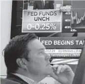  ?? RICHARD DREW/AP ?? As the stock market surges to record after record, activity has dwindled to a nearly two-decade low for the traders who make their money betting stocks will fall.