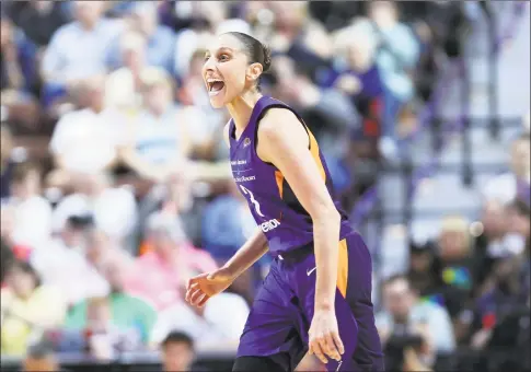 ?? Icon Sportswire via Getty Images ?? Phoenix Mercury guard Diana Taurasi reacts during a WNBA game against the Connecticu­t Sun at Mohegan Sun Arena in Uncasville in 2018.