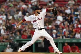  ?? File photo by Louriann Mardo-Zayat / lmzartwork­s.com ?? After cruising through five innings, Red Sox starter Rick Porcello ran into trouble in the sixth inning Saturday night against Tampa. The Rays handed the Red Sox a 5-1 defeat at The Trop.