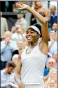  ?? AP/ALASTAIR GRANT ?? Venus Williams finds herself one victory away from reaching the Wimbledon women’s singles final after beating French Open champion Jelena Ostapenko 6-3, 7-5 in the quarterfin­als Tuesday.