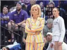  ?? STEPHEN LEW/USA TODAY SPORTS ?? LSU coach Kim Mulkey spoke out about the original wording in a Los Angeles Times column about her team.