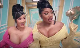  ?? Photograph: YouTube ?? Queens of WAP … Cardi B and Megan Thee Stallion in the video for their hit single.