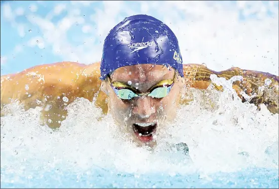  ??  ?? Caeleb Dressel (USA) takes part in the final leg of the 2019 Internatio­nal Swimming League competitio­n at the Mandalay Bay Events Center on Dec 20 in Las Vegas. (AP)