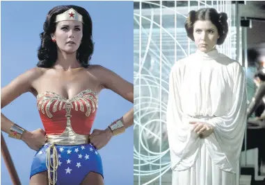  ??  ?? Wonder Woman, left, may have been too sexualized for our times while Princess Leia (played by Carrie Fisher who died this week) seemed to strike the right balance.
