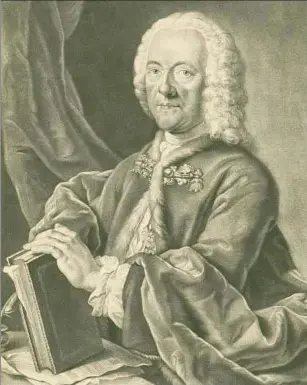  ??  ?? Georg Philipp Telemann. Schabkunst­blatt von Valentin D. Preissler, . Foto: Bachhaus Eisenach