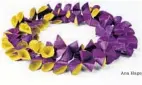  ?? Ana Hagopian ?? ANA HAGOPIAN Spanish designer Ana Hagopian hand-cuts and stitches exquisite f lora and fauna paper jewelry in her Barcelona studio; she creates necklaces, bracelets, rings, earrings and brooches. Here, a calla lily choker in purple and gold. Pricing on...