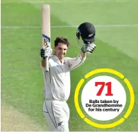  ?? AFP ?? Balls taken by De Grandhomme for his century De Grandhomme hit the ninth-fastest Test ton of all time. —