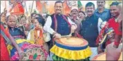  ?? ANI ?? Jharkhand BJP president Deepak Prakash during the ‘Jan Aakrosh Rally’ in Ranchi on Monday