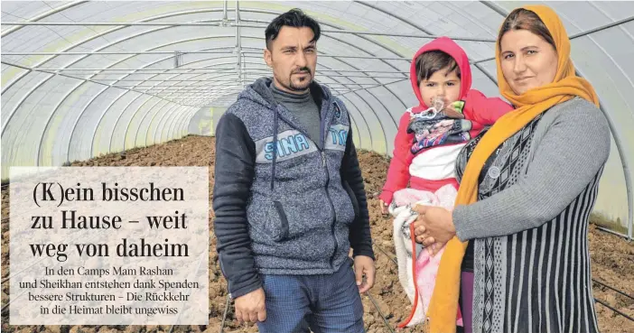  ?? FOTO: JAN JESSEN ?? Rakan Khalil Qassem und seine Frau Khatun Khudeda werden in einem der Gewächshäu­ser Gemüse züchten und verkaufen. Aus Mitteln der Weihnachts­aktion entsteht auf diese Weise Hilfe zur Selbsthilf­e.