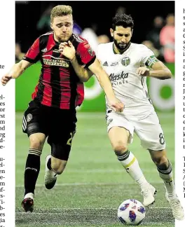  ?? BILD: IMAGO ?? Julian Gressel (links) von Atlanta United im Duell mit Diego Valeri von den Portland Timbers