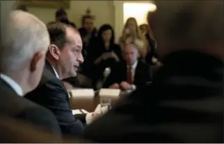  ?? THE ASSOCIATED PRESS ?? Labor Secretary Alexander Acosta speaks during a Cabinet meeting with President Donald Trump on Monday in the Cabinet Room of the White House in Washington.