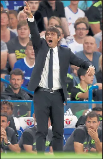  ??  ?? Antonio Conte watches on as Bristol City run his Chelsea side close in a 3-2 EFL Cup win at Stamford Bridge