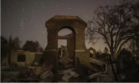  ??  ?? The Tubbs fire in 2017 destroyed houses across Santa Rosa, California. Photograph: David McNew/Getty Images