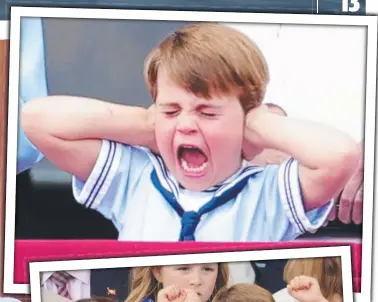  ?? ?? Young Prince Louis, William and Kate’s second son, stole the platinum jubilee show by pulling faces and playing up during some of the formal events (top).