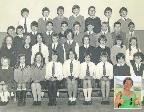  ??  ?? HAPPY young faces gazing towards the future — and the quest is now on to find them.
This is a Rockwell class from 1969/70 and on the right end of the second row is young Rosalind Kyle (inset as she is today) who is now seeking her classmates for...