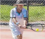  ?? Picture: Nev Madsen ?? ON COURT: Jason Sparksman returns a shot.