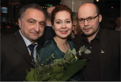  ?? FOTO: VELI-PEKKA VäISäNEN ?? VINNARE. Vladimir Agopov (till vänster) tog hem segern i Yrjö Kilpinen-liedtävlin­gen, hans verk framfördes av Essi Luttinen och Kiril Kozlovsky.