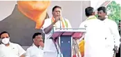  ??  ?? Narayanasa­my addresses party workers on Wednesday