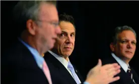  ??  ?? Eric Schmidt, Google’s former executive chair, left, with the New York governor Andrew Cuomo. Photograph: Getty