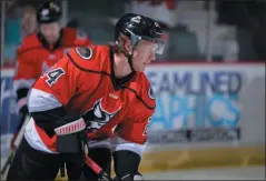  ?? PHOTO BY ANDY CAMP ?? Forward James Phelan hopes to return soon from a hand injury so he can contribute to the Thunder’s hopes of reaching the ECHL’s Kelly Cup playoffs.