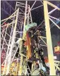  ?? DAYTONA BEACH FIRE DEPARTMENT ?? Emergency crews work on a roller coaster car that derailed at the Daytona Beach Boardwalk on Thursday.