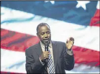  ?? BRANDEN CAMP / SPECIAL ?? Republican presidenti­al candidate Dr. Ben Carson speaks during a church service at Free Chapel on Sunday in Gainesvill­e.