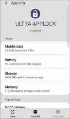  ??  ?? BELOW Getting rid of Ultra AppLock broke Paul’s phone out of its two-PIN prison