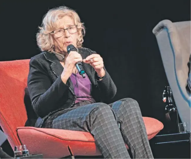  ?? EFE ?? Manuela Carmena, durante un debate celebrado ayer en Berlín sobre los retos de las grandes ciudades europeas