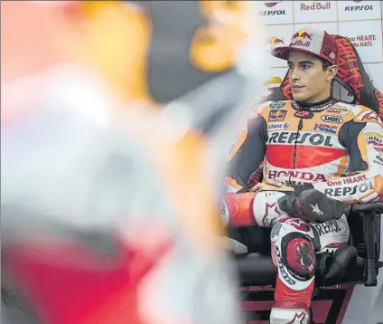  ?? FOTO: GETTY ?? La caída de su hermano Alex fue un aviso a navegantes Marc Márquez no se arriesgó a una inoportuna caída y no salió al FP2 en mixtas