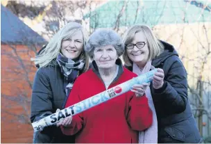  ??  ?? True grit Christine, Helen Biggins and Anne of Seniors Together with a salt stick