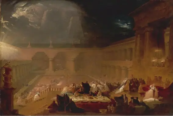  ?? (Yale Centre for British Art) ?? Belshazzar’s Feast, by John Martin, circa 1821. Poor Belshazzar could not have averted his doom, even if he had seen any graffiti