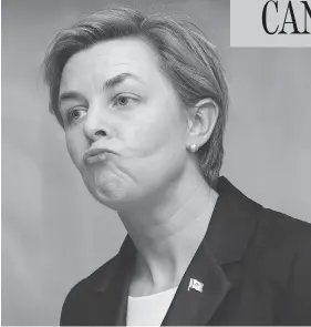  ?? LARS HAGBERG / THE CANADIAN PRESS ?? Former Conservati­ve leadership candidate Kellie Leitch announced Tuesday she will not seek re-election as MP for the riding of Simcoe-Grey in 2019.