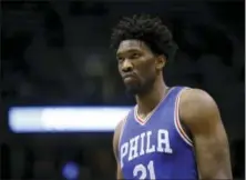  ?? CHRIS SZAGOLA — THE ASSOCIATED PRESS ?? The 76ers’ Joel Embiid will reportedly sign a massive contract extension that eliminates any fear of him becoming a restricted free agent after this season.