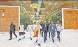  ?? ?? Prime Minister Narendra Modi with Union minister Pralhad Joshi and Karnataka chief minister Basavaraj Bommai at the newly inaugurate­d Terminal 2 of Kempegowda Internatio­nal Airport in Bengaluru on Friday.