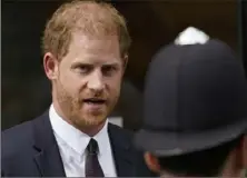  ?? Alberto Pezzali/Associated Press ?? Prince Harry said Tuesday he is challengin­g the British government’s decision to strip him of his security detail after he gave up his status as a working member of the royal family and moved to the U.S.