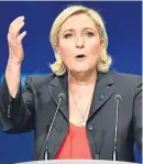  ?? Getty Images/AP. ?? Emmanuel Macron, speaking in Paris this week, and far-right candidate Marine Le Pen, who promises to protect the electorate from globalisat­ion, are favoured to progress.