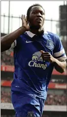  ??  ?? EAR WE GO: Romelu Lukaku after scoring Everton’s equaliser yesterday