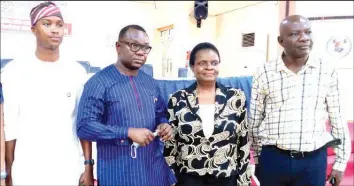  ?? ?? Technical Adviser, Lagos State Safety Commission, Seun Awojobi( left); Director- General, Lagos State Safety Commission, Lanre Mojola; Director, Science Policy programine and promotion, Iyabo Philip and Director, Safety Advocacy and empowermen­t foundation. Shamusidee­n Kadiri during the presentati­on of certificat­e to the Participan­ts of Train- The- Trainer: Occupation­al Safety and Health in Lagos. PHOTO AYODELE ADENIRAN