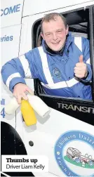  ??  ?? Thumbs up Driver Liam Kelly