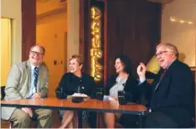  ?? STAFF PHOTO BY TIM BARBER ?? From left, Rodney Van Valkenburg, Beth Jones, Anne Pope and Dan Bowers talk about the economic impact of the arts in Chattanoog­a.