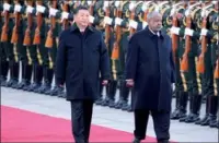  ?? FENG YONGBIN / CHINA DAILY ?? President Xi Jinping holds a ceremony to welcome President Ismail Omar Guelleh of Djibouti on Thursday at the Great Hall of the People in Beijing.