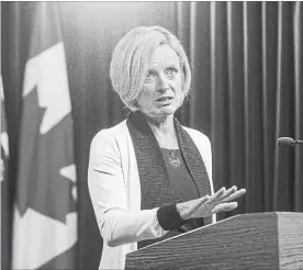  ?? JASON FRANSON THE CANADIAN PRESS ?? Alberta Premier Rachel Notley speaks at a news conference in Edmonton on Aug. 30. Notley says she’s pulling the province out of the federal climate change plan following the Trans Mountain court decision, which will cause a setback of at least six months.