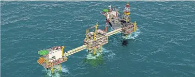  ?? Picture: BP. ?? An aerial view of how BP’s Culzean field in the Central North Sea will look once completed. Production is scheduled to begin next year.