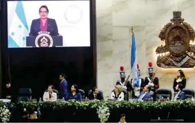  ?? FOTO: LA PRENSA ?? EN VIDEO. Castro se dirigió a los presentes a través de una videoconfe­rencia.