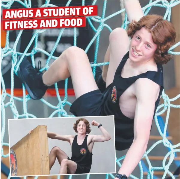  ?? Picture: GLENN FERGUSON ?? FITNESS WARRIOR: High school student Angus Hose is a rising talent in ultimate ninja, among other sports.