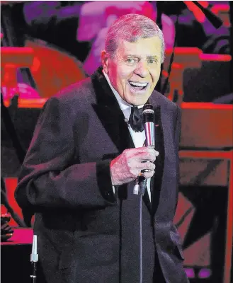  ??  ?? Las Vegas News Bureau Jerry Lewis performs “An Evening with Jerry Lewis-live from Las Vegas,” a PBS Television Special celebratin­g 75 years in show business Nov. 18, 2012, at The Orleans.